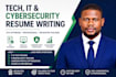 write an ats optimized IT, tech and cybersecurity resume