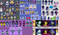 make deltarune rpg, pixel art, sprites sheet, characters, cover art, animation