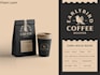 do premium coffee label, packaging, paper cup, sticker design