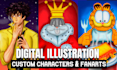 draw custom digital illustration or character