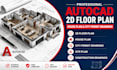 create autocad 2d floor plan, house plan and city permit drawing