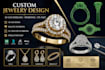 create custom jewelry design 3d cad modeling, rendering stl and production files