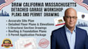 draw california massachusetts detached garage workshop plans and permit drawing
