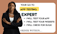app testing website testing mobile app testing manual testing bug testing expert