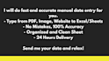 do fast manual data entry and excel work accurately