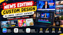 do news editing, custom design, in canva, capcut, kapwing