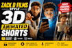 create zack d films style 3d animated youtube shorts