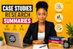 write case studies, research, and summaries