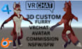 create custom vrchat avatar furry vrchat 3d avatar edit nsfw anime chibi model