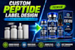 design custom supplement and peptide vial label with 3d mockup