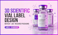 do 3d scientific peptide vial label packaging design for biotech ecommerce