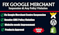 fix google merchant centre suspension and misrepresentation issues