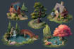 draw landscape illustration and background concept art, nft