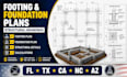 do fl tx ca nc az footing plan, foundation plan structural footing drawings