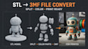 convert stl to 3mf split 3d model for multicolor 3mf bambu lab ams 3d printing