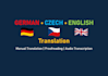 translate or proofread between german, czech, and english