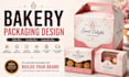 design bakery cake box packaging sleeves and labels