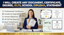 replicate any document, certificate, degree, ielts, school diploma, statement