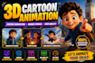 create a 3d cartoon animation video with custom characters