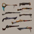 creative concept art of weapons and items