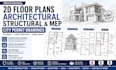 create 2d floor plans, architectural, structural and mep city permit drawings