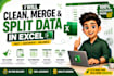 format, merge, clean, split, data validation excel data