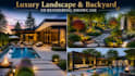design landscape, backyard, garden, patio, pool and 3d rendering