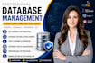 design, optimize and manage mysql, sql server, and postgresql databases