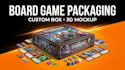 do board game packaging design, card box packaging, 3d mockup printable card box