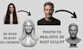 create a realistic 3d head bust from your photo for 3d printing