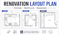 draw kitchen, bathroom and basement renovation layout plan with autocad drafting