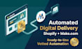 set up automated delivery for single digital product on shopify using make com