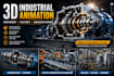 create 3d industrial animation, machinery animation and factory animation