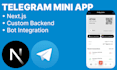develop a custom telegram mini app with next js and backend