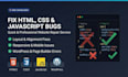 fix HTML CSS javascript bugs and responsive design issues