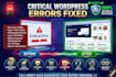 fix wordpress errors, critical bugs, and database issues