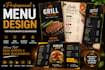 design restaurant food menus, flyers, digital board menu, brochure, qr code menu