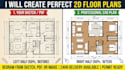 draw 2d floor plan, redraw architectural plan, site plan, and 3d floor plan