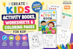 create kids activity books, worksheets and coloring pages for KDP