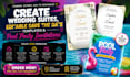create wedding suites, editable save the data template and pool party invitation