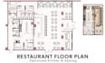 design restaurant, cafe, bakery, bar floor plan, kitchen and seating layout
