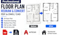 redraw floor plan in autocad, 2d floor plan, PDF to dwg or cad drafting