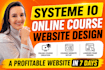 build systeme io course creation, systeme io course website systeme landing page