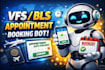 develop booking bot,vfs appointment bot, appointment bot,vfs bot, telegram bot