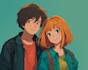 draw anime couple illustration