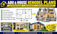 create adu plans, remodel and kitchen extension drawings 2d 3d