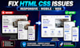 fix HTML CSS responsive mobile layout and website design issues