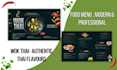 design a professional restaurant, hotel and food menu