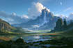 illustrate beautiful flat landscape illustration art
