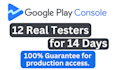 12 testers google play console closed testing